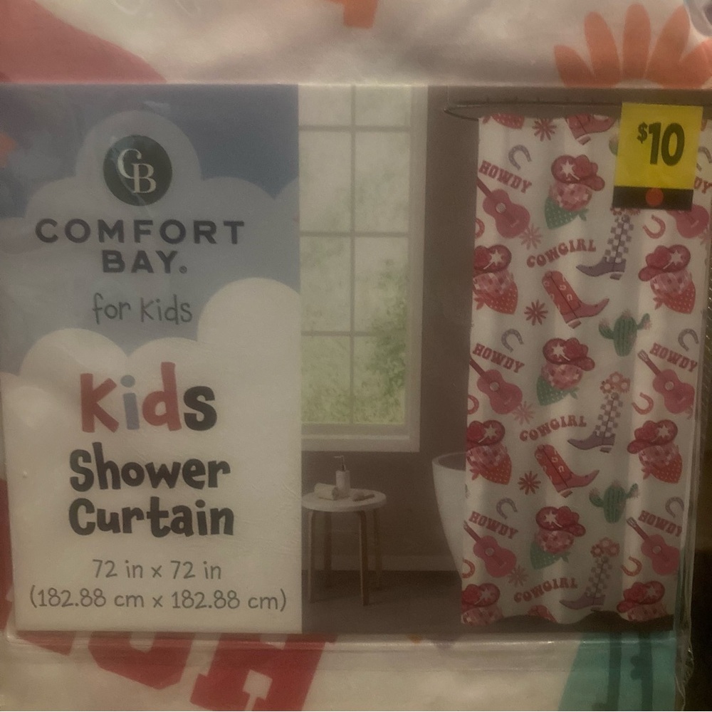 ⚡️Comfort Bay Kids Shower Curtain - Pink and White